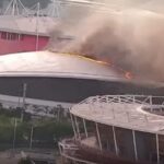 Incêndio de grandes proporções atinge praça esportiva olímpica no Rio de Janeiro