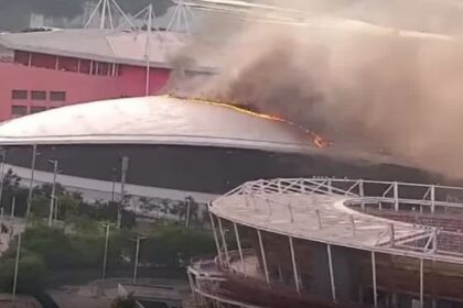 Incêndio de grandes proporções atinge praça esportiva olímpica no Rio de Janeiro