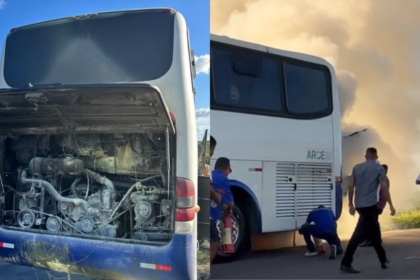 Ônibus com torcedores do Fortaleza pega fogo a caminho de Salvador