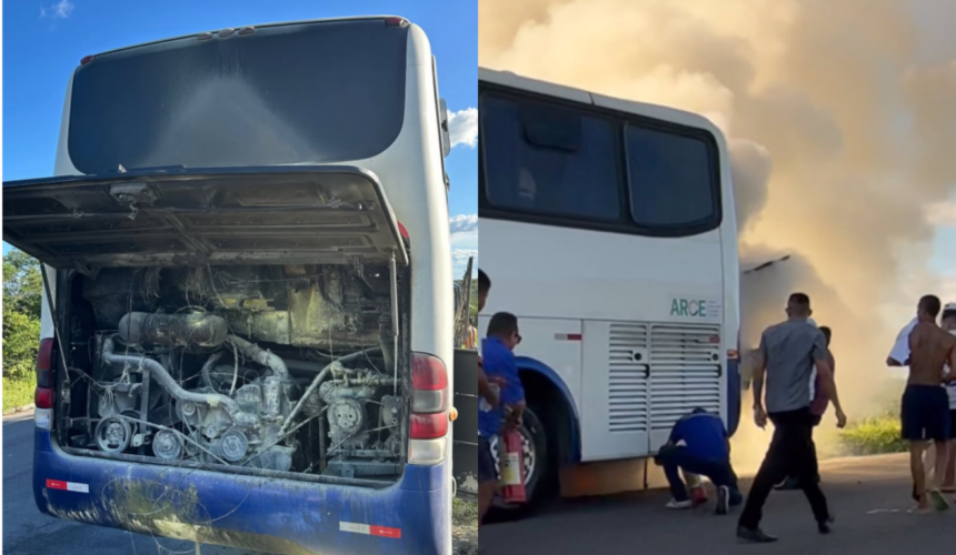 Ônibus com torcedores do Fortaleza pega fogo a caminho de Salvador