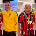 Bom reforço? Jairzinho veste a camisa do Vitória ao lado do filho Jair Ventura em jogo do Brasil: “Por aqui já somos hexa”